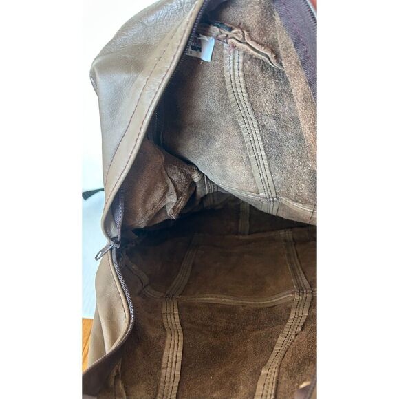 Vintage Brown Leather Talon Zip Bookbag Backpack Bag Baja California Made Mexico - Picture 5 of 8